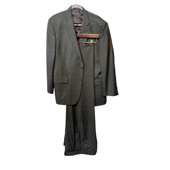 Brooks Brothers Madison 43R/W38 Gray Plaid Wool Two-Piece Suit Set Men's - Picture 1 of 16